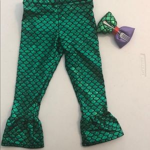NWOT Little Mermaid Leggings and Hair Bow